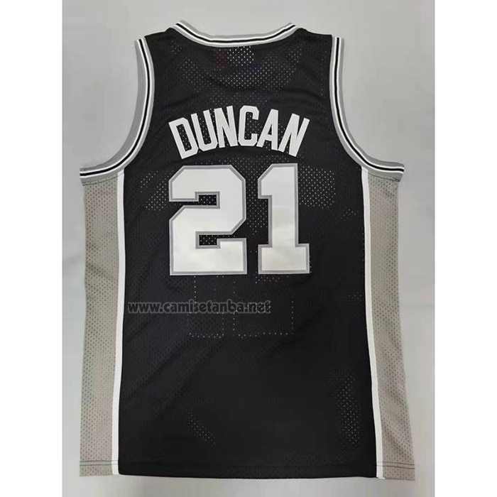 Camiseta San Antonio Spurs Tim Duncan #21 Mitchell & Ness 1998-99 Negro2